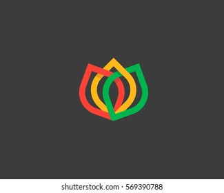 Color flower logo icon design. Elegant crown line symbol vector logotype. 