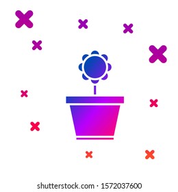 Color Flower in pot icon isolated on white background. Plant growing in a pot. Potted plant sign. Gradient random dynamic shapes. Vector Illustration