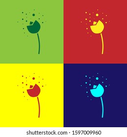 Color Flower producing pollen in atmosphere icon isolated on color background.  Vector Illustration