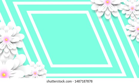 Color flowers paper background. Decorative paper flowers.