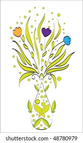 color flowers in vase