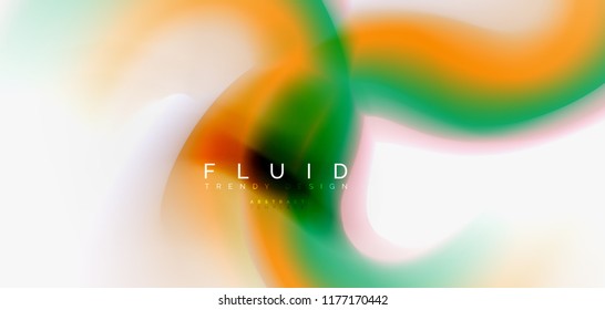 Color flowing wave, trendy liquid design template. For presentation, internet poster or web brochure cover, wallpaper. Vector illustration