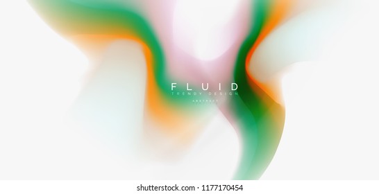 Color flowing wave, trendy liquid design template. For presentation, internet poster or web brochure cover, wallpaper. Vector illustration