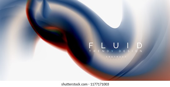 Color flowing wave, trendy liquid design template. For presentation, internet poster or web brochure cover, wallpaper. Vector illustration