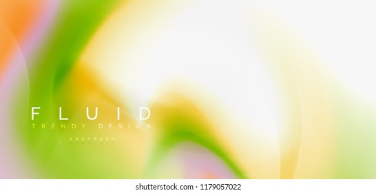 Color flowing wave, trendy liquid design template. For presentation, internet poster or web brochure cover, wallpaper. Vector illustration