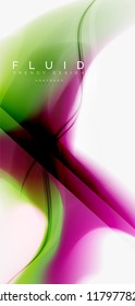 Color flowing wave, trendy liquid design template. For presentation, internet poster or web brochure cover, wallpaper. Vector illustration