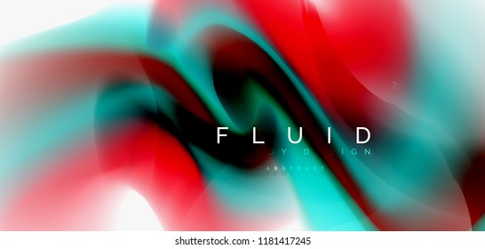 Color flowing wave, trendy liquid design template. For presentation, internet poster or web brochure cover, wallpaper. Vector illustration