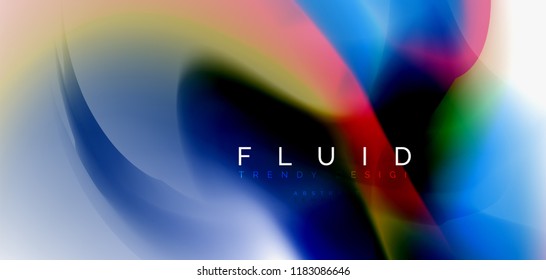 Color flowing wave, trendy liquid design template. For presentation, internet poster or web brochure cover, wallpaper. Vector illustration