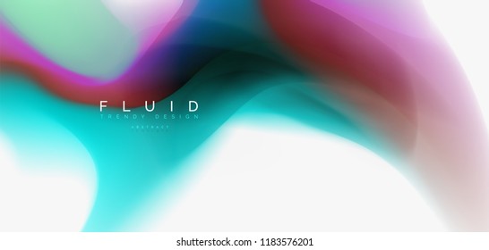 Color flowing wave, trendy liquid design template. For presentation, internet poster or web brochure cover, wallpaper. Vector illustration