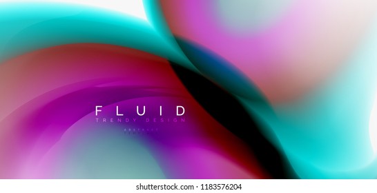 Color flowing wave, trendy liquid design template. For presentation, internet poster or web brochure cover, wallpaper. Vector illustration