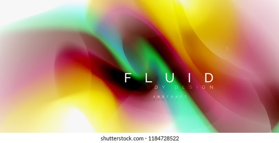 Color flowing wave, trendy liquid design template. For presentation, internet poster or web brochure cover, wallpaper. Vector illustration