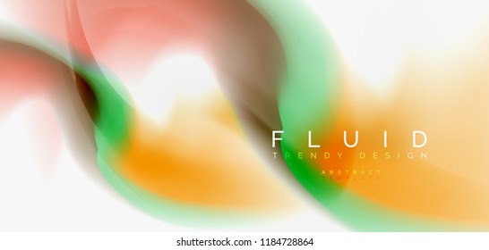 Color flowing wave, trendy liquid design template. For presentation, internet poster or web brochure cover, wallpaper. Vector illustration