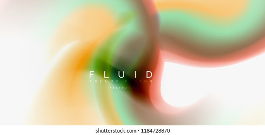 Color flowing wave, trendy liquid design template. For presentation, internet poster or web brochure cover, wallpaper. Vector illustration