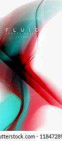 Color flowing wave, trendy liquid design template. For presentation, internet poster or web brochure cover, wallpaper. Vector illustration
