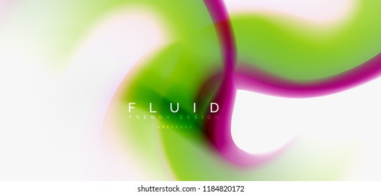 Color flowing wave, trendy liquid design template. For presentation, internet poster or web brochure cover, wallpaper. Vector illustration