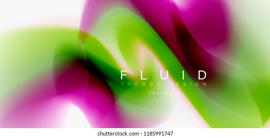 Color flowing wave, trendy liquid design template. For presentation, internet poster or web brochure cover, wallpaper. Vector illustration