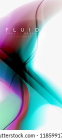 Color flowing wave, trendy liquid design template. For presentation, internet poster or web brochure cover, wallpaper. Vector illustration