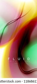 Color flowing wave, trendy liquid design template. For presentation, internet poster or web brochure cover, wallpaper. Vector illustration