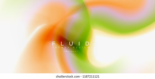Color flowing wave, trendy liquid design template. For presentation, internet poster or web brochure cover, wallpaper. Vector illustration
