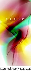Color flowing wave, trendy liquid design template. For presentation, internet poster or web brochure cover, wallpaper. Vector illustration