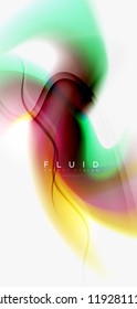 Color flowing wave, trendy liquid design template. For presentation, internet poster or web brochure cover, wallpaper. Vector illustration