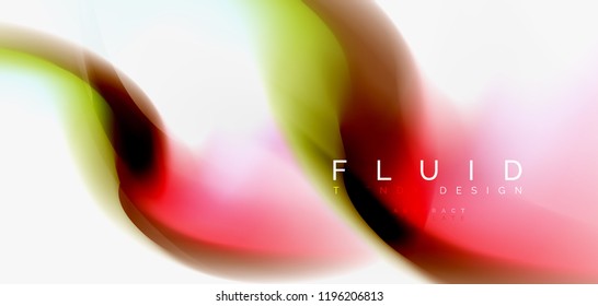 Color flowing wave, trendy liquid design template. For presentation, internet poster or web brochure cover, wallpaper. Vector illustration