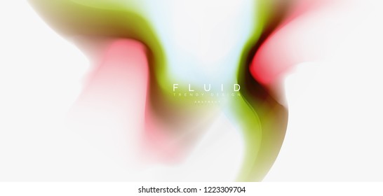 Color flowing wave, trendy liquid design template. For presentation, internet poster or web brochure cover, wallpaper. Vector illustration