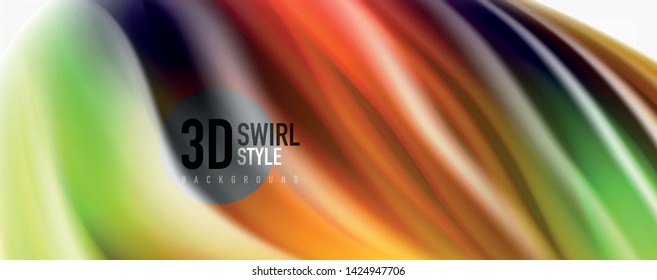 Color flowing waves, liquid conceptual abstract background. Vector