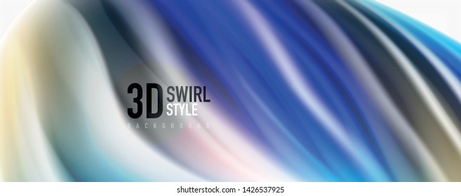 Color flowing waves, liquid conceptual abstract background. Vector