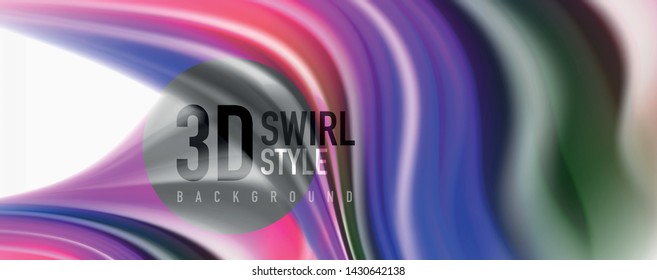 Color flowing waves, liquid conceptual abstract background. Vector