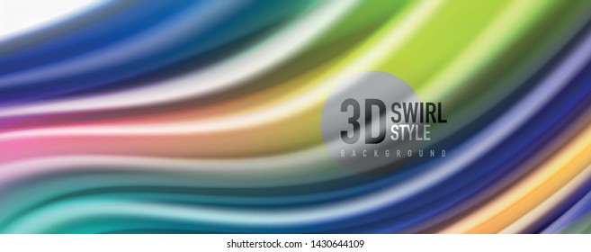 Color flowing waves, liquid conceptual abstract background. Vector