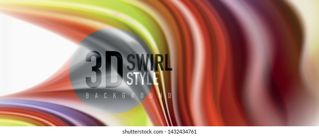 Olas de flujo de color, fondo abstracto conceptual líquido. Vector