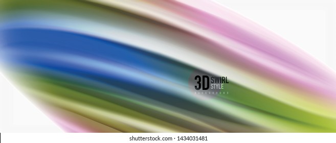 Color flowing waves, liquid conceptual abstract background. Vector