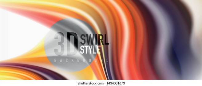 Color flowing waves, liquid conceptual abstract background. Vector