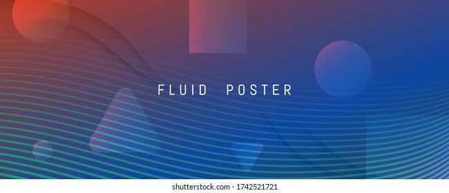 Color Fluid Flow. Geometric Movement. 3d Abstract Line. Minimal Banner. Abstract Creative Background.  