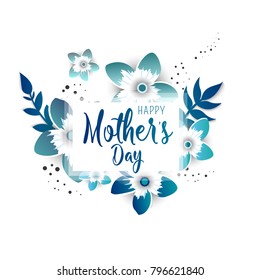 Color flyer for March 8 with the decor of paper cut flowers.Happy Women's Day. Trendy Design Template. Vector illustration