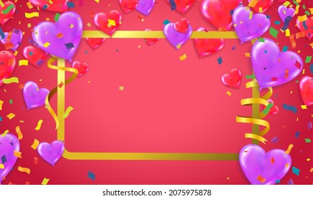 Color flying balloons isolated on Background with purple balloons. Vector Design
