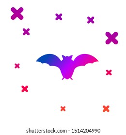 Color Flying bat icon isolated on white background. Gradient random dynamic shapes. Vector Illustration