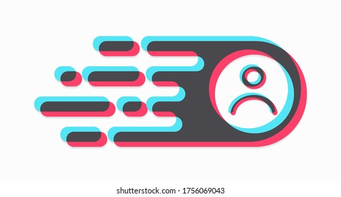 Color flying button with the user's avatar, drawn in a flat style and isolated on a white background. Social media network concept. Web design. Vector illustration