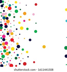 Color Flying Circle Invitation. Yellow Celebrate Dot Invitation. Invitation Illustration. Carnaval Rainbow Card.