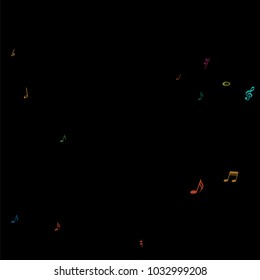 Color flying musical notes isolated on white backdrop. Cute musical notation symphony signs, notes for sound and tune music. Vector symbols for melody recording, prints and back layers.
