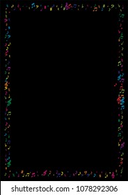 Color flying musical notes isolated on white backdrop. Fresh musical notation symphony signs, notes for sound and tune music. Vector symbols for melody recording, prints and back layers.