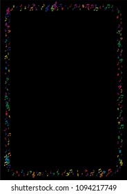 Color flying musical notes isolated on white backdrop. Fun musical notation symphony signs, notes for sound and tune music. Vector symbols for melody recording, prints and back layers.