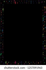 Color flying musical notes isolated on white background. Stylish musical notation symphony signs, notes for sound and tune music. Vector symbols for melody recording, prints and back layers.