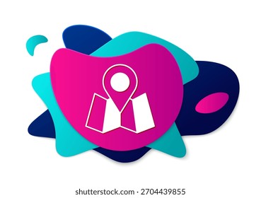 Color Folded map with location marker icon isolated on white background. Abstract banner with liquid shapes. Vector
