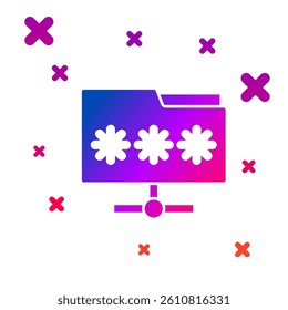 Color Folder with password notification icon isolated on white background. Cyber defense. Security, safety, protection concept. Gradient random dynamic shapes. Vector
