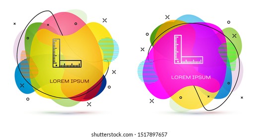 Color Folding ruler icon isolated on white background. Abstract banner with liquid shapes. Vector Illustration