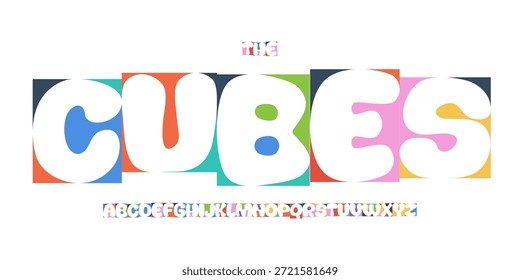 Color Font Logo Alfabeto Vector Divertido Conjunto de letras Tipografía de bloques, Diseño tipográfico de arte para Kids Zone Título Texto, Toy Typo Poster Headline, Type Fest Logotype, Fuentes de colores. Vector tipográfico.