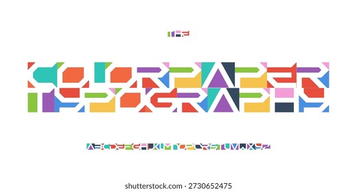 Color Font Logo Alphabet Vector Fun Geometric Letter Set Blocky Typography, Art Typographic Design for Title Text, Festive Typo Poster Headline, Type Fest Logotype, Colorful Fonts. Vector Typeface.
