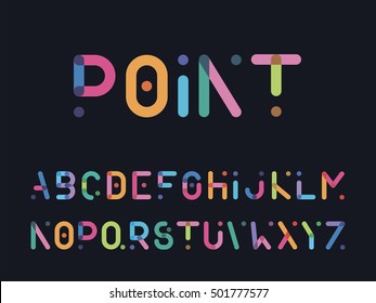 color font with a point capital letters against a dark backgroun